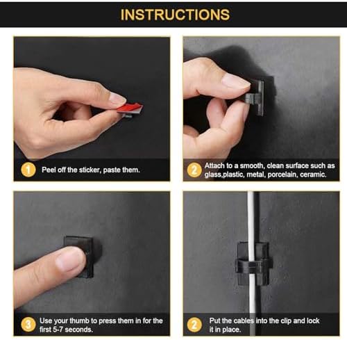 Cable Clips Self with 3M Adhesive Cord Organizer Hooks for Office Home Car - Image 4