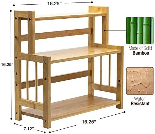 Sorbus Kitchen Countertop Organizer, 3-Tier Bamboo Storage Shelf Rack - Image 3