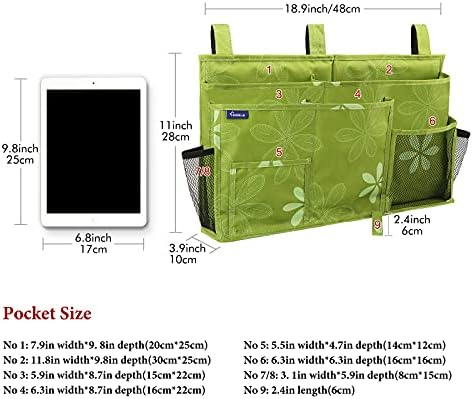 Surblue Caddy Hanging Organizer Bedside Storage Bag for Bunk and Hospital Beds, Flower, L - Image 5