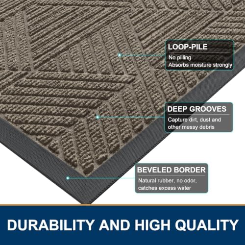 Smiry Front Door Mat Outside Entrance, Low Profile Rubber Doormat, 47x17 - Image 4