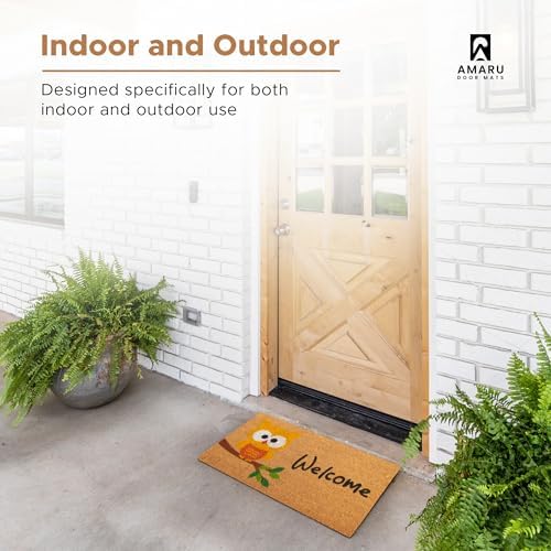 Coir Welcome Mat, Non-Slip, Owl, 17 x 29 in - Image 4
