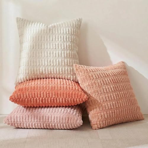 Fancy Homi 4 Packs Decorative Throw Pillow Covers for Living Room Couch Bed, Modern Farmhouse Boho Home Décor Accent Cushion Case, 28" x 28", Pink Series - Image 2