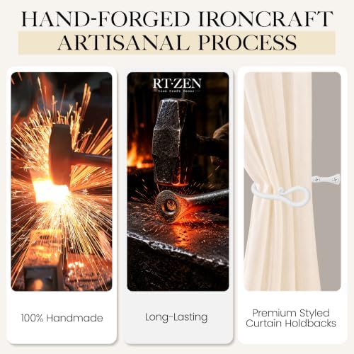 RTZEN Metal Curtain Tiebacks, Drapery Holders for Wall, 2 Pcs - Image 3