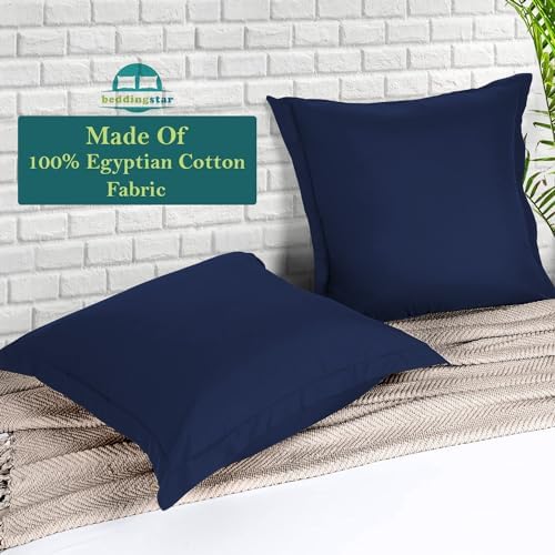 Euro Sham Covers 26x26 Set of 2 Navy Blue 600 TC 100% Egyptian Cotton - Image 3