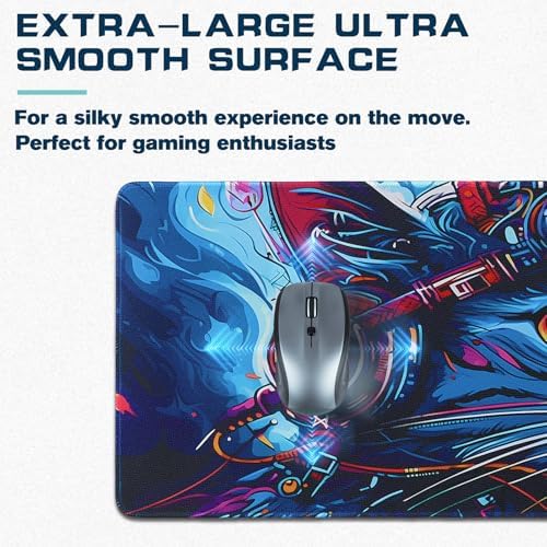 Mouse Pad Gaming - Desk Mat for Keyboard and Mouse - Cool Cat Head Large Mouse Pads for Desk, Gaming Mousepad with Non-Slip Base, Desks Pad (31.5" X 11.8") for Game, Office and Home - Image 4