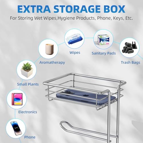 Simple Trending Toilet Paper Holder Stand with Shelf for 4 Rolls - Image 5