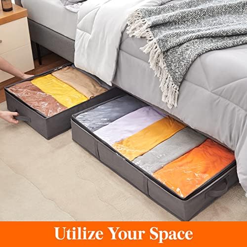 Lifewit 65L 4 Pack Under Bed Storage Container, Blanket Organizer, Gray - Image 3