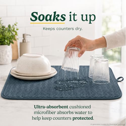 Cuisinart Dish Drying Mat for Kitchen Counter, 2-Pack XL 18"x24" - Image 2