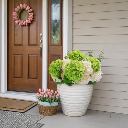 Jahe 4 Pcs Hydrangea Artificial Flowers, 20'' Tall Large Bloom Faux Hydrangea Flowers, Real Touch Fake Flowers, Bouquet Home Wedding Part Decor, DIY Floral Arrangement, Green - Image 4