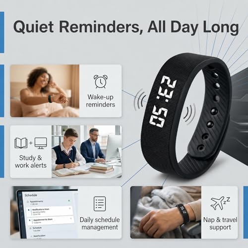 Vibrating Alarm Wristband Clock for Heavy Sleepers Wake Band Wrist Watch Silent Vibration Bracelet Loud Adults Strike Deaf People Despertar with that Won't Partner Extremely Deep (Only Orange Strap) - Image 4