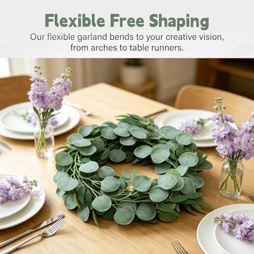 GREENTIME 4Pack 6.5Ft Artificial Eucalyptus Garland with Willow Leaves - Image 4