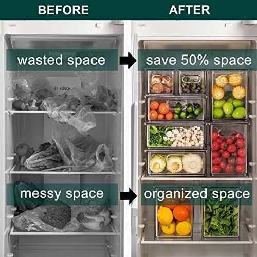 LALASTAR Refrigerator Organizer Bin with Pull-out Drawer, Large Fridge Organizer and Storage Clear, Stackable Pantry Organizer with Handle, BPA Free, 1 Pack, 6.34QT - Image 2