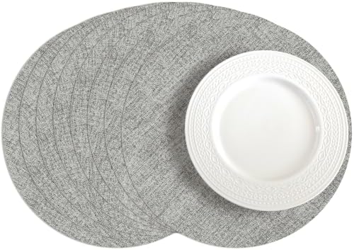 Romanstile Faux Leather Vinyl Round Placemats Set of 8, 13 Inch, Light Grey by Romanstile