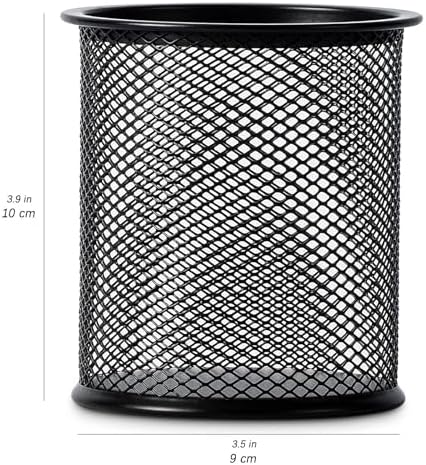 Mesh Metal Pen Holder, Round Pencil Cup Desk Organizer for Office & Home - Image 2