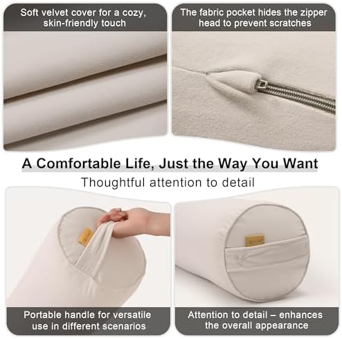Body Pillow for Adults,Long Round Pillow,Big Cylindrical Pillow,Large Full Bolster Pillows for Side Sleepers (Misty White, 39.37"*7.87") - Image 5
