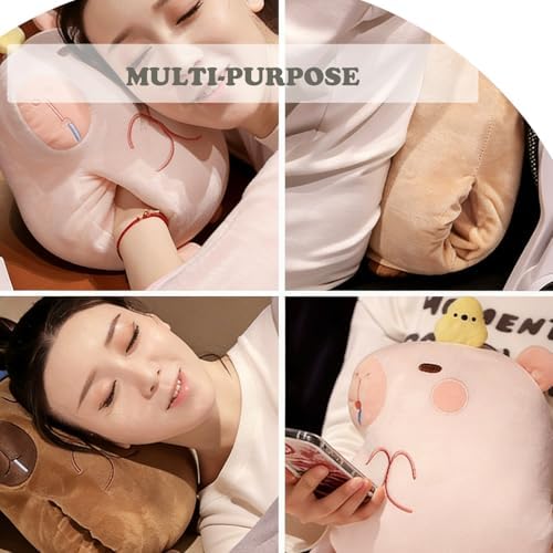 Cute Animal Plush Pillow with Hand Pocket - 3 in 1 Soft Stuffed Nap Pillow & Seat Cushion, with a Blanket, for Friends - Image 7