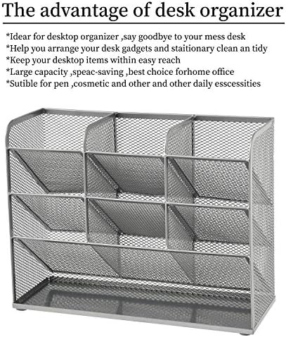 Marbrasse Mesh Desk Organizer, Multi-Functional Pen Holder, Desktop Stationary Organizer, Storage Rack for School, Home, Office, Art Supplies (Mesh Pen Holder-Silver) - Image 3