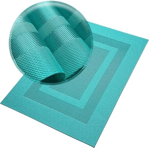 PIGCHCY Placemats Set of 12 Washable Durable Place Mats Vinyl Heat Resistant Non-Slip Table Mats Indoor Outdoor (18 x 12 inches, Turquoise Blue) - Image 4