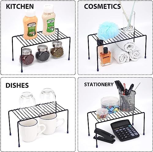 SIBAO Kitchen Shelves, Cabinet Organization Mini Storage Shelf, Storage Rack Organizer for Kitchen, Fridge, Cabinet, Bathroom (Black 6) - Image 4