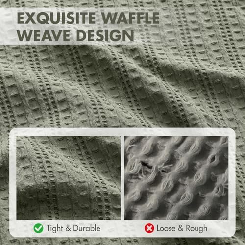 Decorative Waffle Euro Sham Pillow Covers 26x26 Olive Green 2 Pack - Image 5