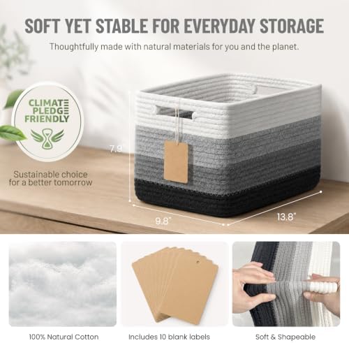 5 Pack Woven Storage Baskets, Decorative Storage Bins for Organizing - Image 3