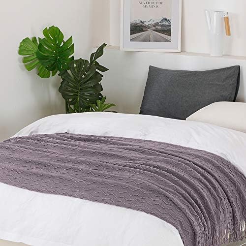 BOURINA Dark Lavender Throw Blanket 50x60 Inch Knit Soft Throw Sofa Blanket - Image 4