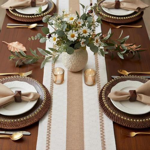 FEXIA Boho Table Runner with Tassels 12x90 Inch for Fall Home Decor - Image 4
