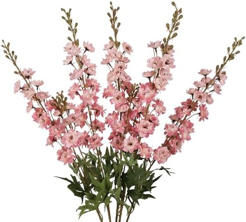 IPOPU Pink Artificial Delphinium Flowers 33.5" Long Stem Artificial Flowers Vintage Pink Fake Flowers for Wedding Centerpieces for Home Tables Party Decor（Vintage Pink） by IPOPU