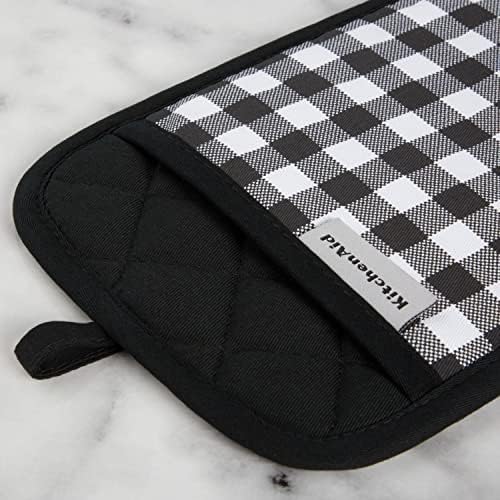 KITCHENAID Gingham Pot Holder 2-Pack Set, Matte Black, 7"x10" - Image 3