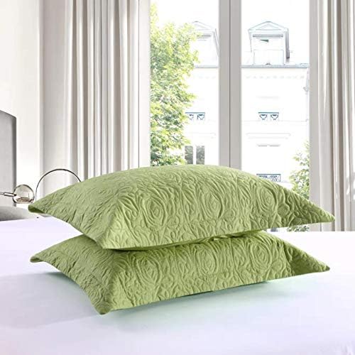 MarCielo 2-Piece Embroidered Pillow Shams, King Decorative Microfiber Pillow Covers Set, King Size (Green) - Image 3