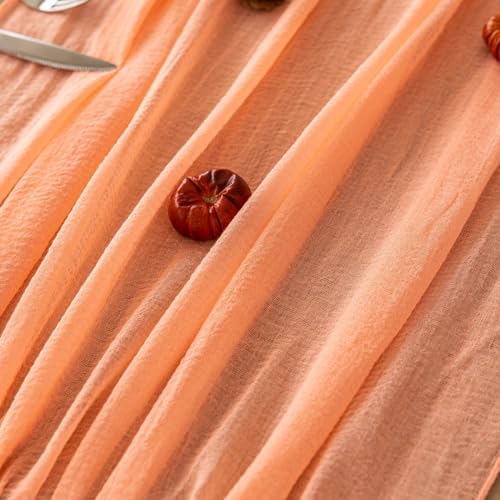 Fresh Salmon Cheesecloth Table Runner 120 in Fall Party Home Decorations - Image 4