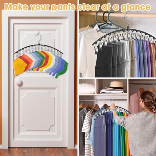 Upgrade 6 Pcs Skirt Pants Hangers with Clips, Metal Legging Organizer Black - Image 7