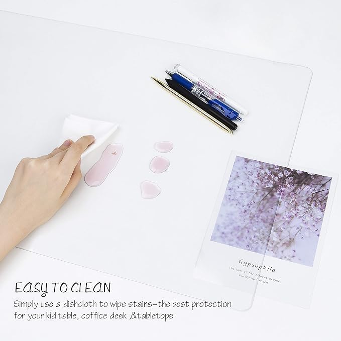 Oterri Clear Writing Desk Pad, 47.2’’x16.9” Heat Resistant Waterproof PVC Round Edge Durable Desk Protect Mat, Anti-Static Writing Mat Table Protector - Image 5