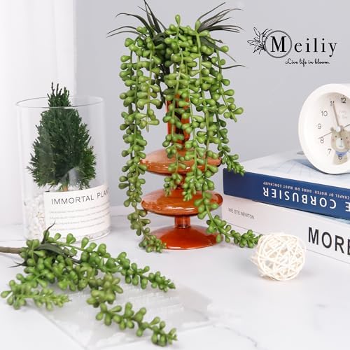 Meiliy 4pcs Artificial Succulent Plants Hanging Succulent Plants Faux Succulents Unpotted Branch String of Pearls Plant for Home Kitchen Office Wedding Garden Craft Art Indoor Decor - Image 5