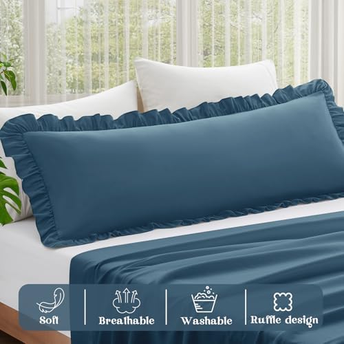 KKJIAF Ruffle Body Pillow Cases Set of 1, Dark Blue - Image 4