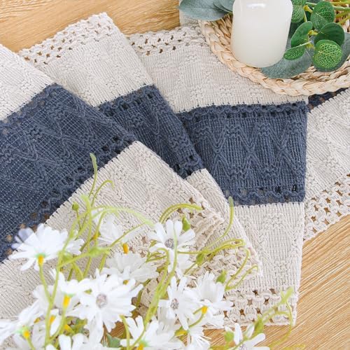 FEXIA Boho Table Runner for Home Decor 12x90 Blue Fall Rustic Decorations - Image 3
