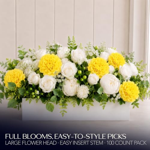 Royal Imports Carnation Artificial Flowers for Weddings – Yellow 100pk - Image 4