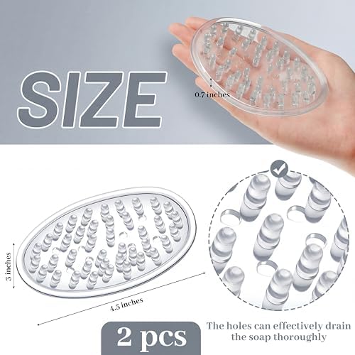 2 Pcs Soap Dish with Holes for Kitchen Bathroom, Clear - Image 6