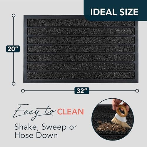ubdyo Extra Durable Door Mat Outside Entrance (32" x 20", Bright Black) - Image 2
