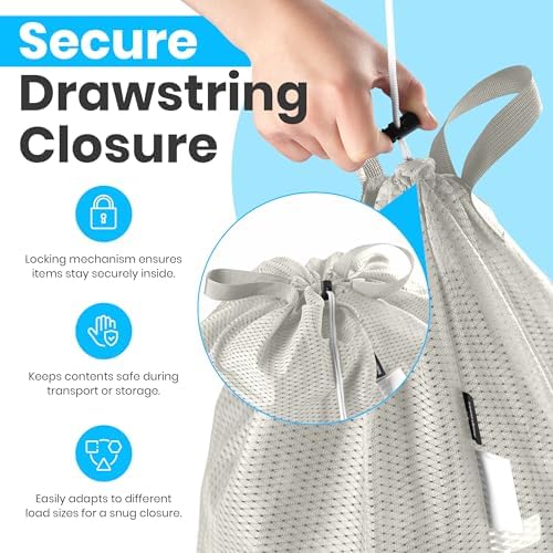 Handy Laundry Mesh XL Laundry Bag 24"x36" with Shoulder Strap, Grey - Image 3