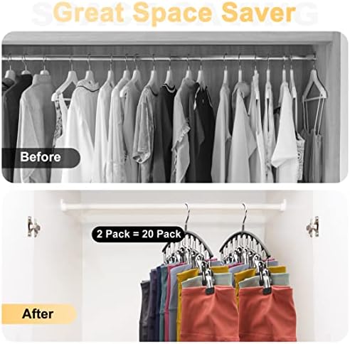 Volnamal Legging Organizer for Closet,2 Pack Metal Yoga Pants Hangers w/10 Clips Hold 20 Leggings,Space Saving Hanging Closet Organizer Clothes Hanger College Dorm Essentials Apartment Essential,Black - Image 3