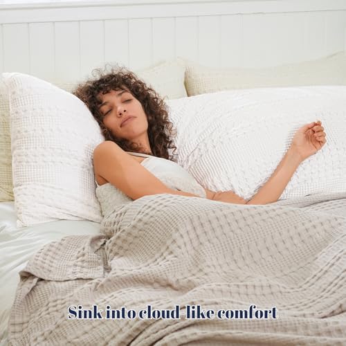 PHF Cotton Waffle Body Pillowcase 20" x 54", White, No Insert - Image 2