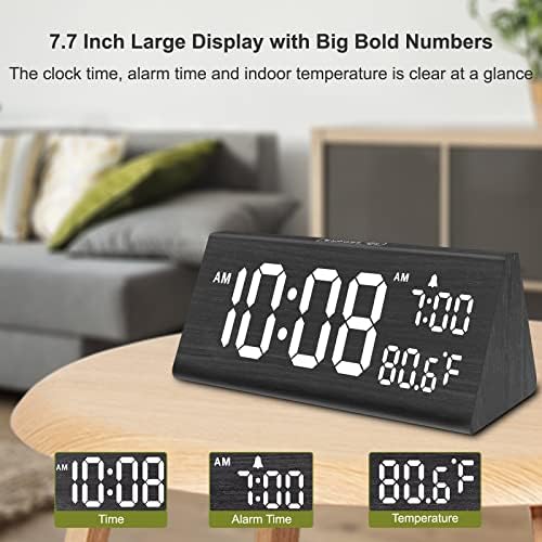 DreamSky Wooden Digital Alarm Clock for Bedroom with USB Port - Image 2