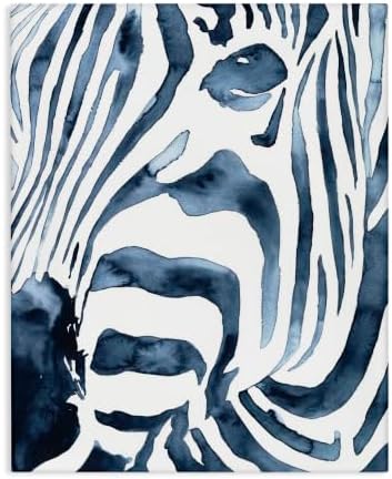 Stupell Industries Blue Zebra Stripe Portrait, 16 x 20 Inch Canvas Wall Art by StupellIndustries