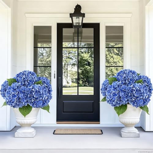 4 Pcs Real Touch Hydrangea Artificial Flowers, 21" Fake Flowers, Dark Blue - Image 5