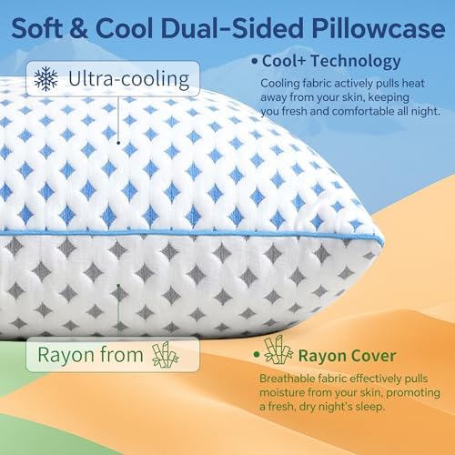 King Size Pillows Set of 2, Cooling Shredded Memory Foam Pillows - Image 3