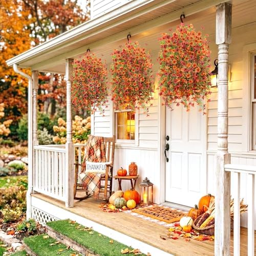 Hommyea Artificial Fake Fall Flowers Plants for Outdoors Mums Home Decor - Image 2
