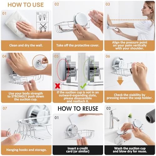 LEVERLOC Soap Holder, Soap Dish for Shower, Suction Cup Bar Soap Holder - Image 6