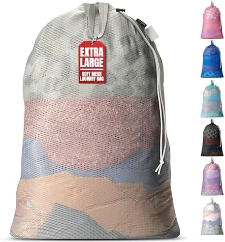 Handy Laundry Mesh XL Laundry Bag 24"x36" with Shoulder Strap, Grey by Handy+Laundry