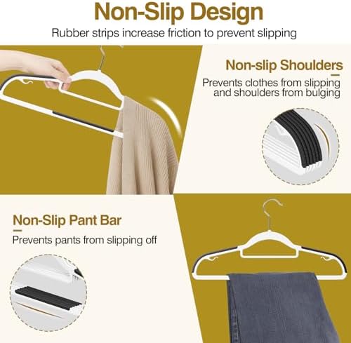 Plastic Hangers 50 Pack, 16.5" Non-Slip Clothes Hangers Heavy Duty - Image 3